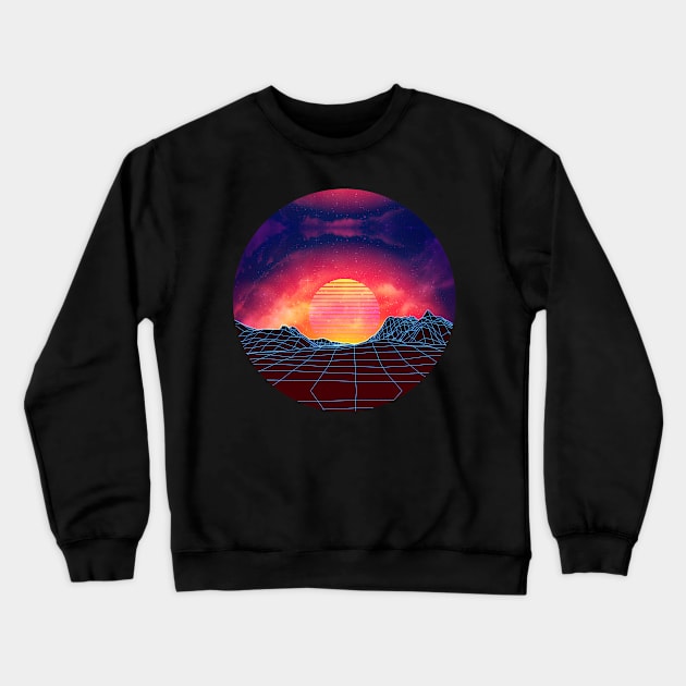 Vaporwave landscape with rocks Crewneck Sweatshirt by AnnArtshock